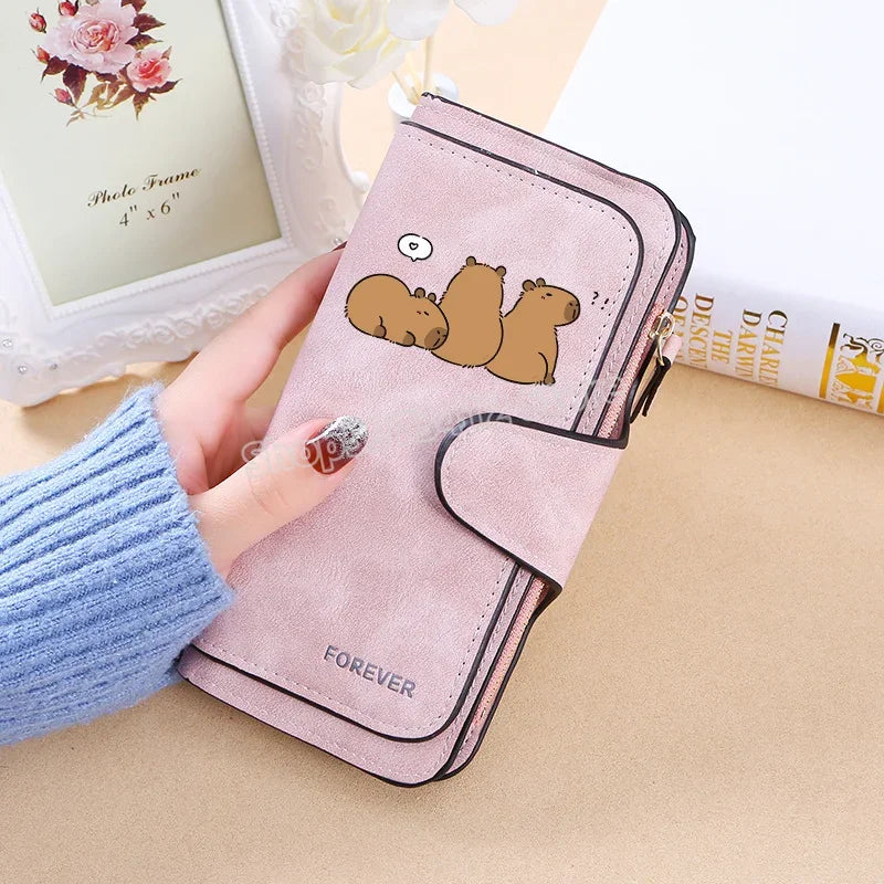 Capybara Women Wallet Leather Female Purse Coins Pocket Card Holder Large Capacity Money Bags Fashion Long Wallets Fashion Gifts