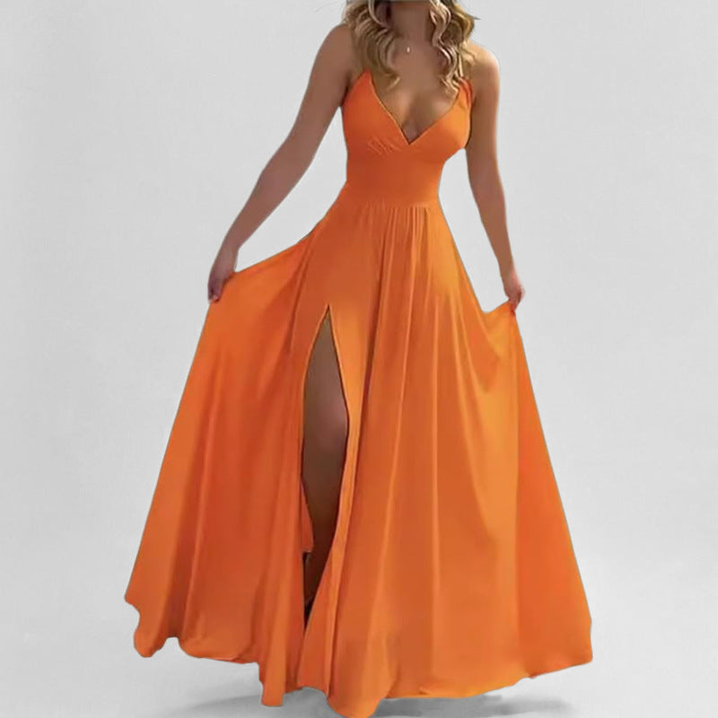 Elegant V-Neck Backless Long Dress