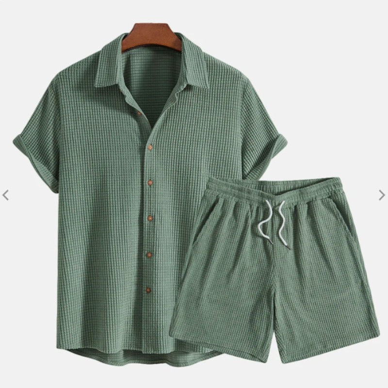 Men's Casual Short Sleeve Shirt and Shorts Set