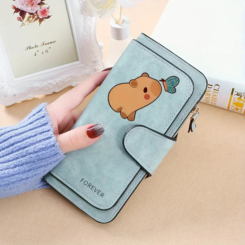Capybara Women Wallet Leather Female Purse Coins Pocket Card Holder Large Capacity Money Bags Fashion Long Wallets Fashion Gifts