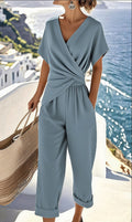 Solid-color irregular short-sleeve