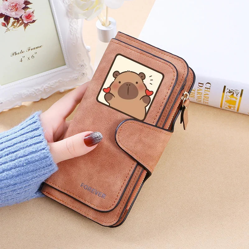Capybara Women Wallet Leather Female Purse Coins Pocket Card Holder Large Capacity Money Bags Fashion Long Wallets Fashion Gifts