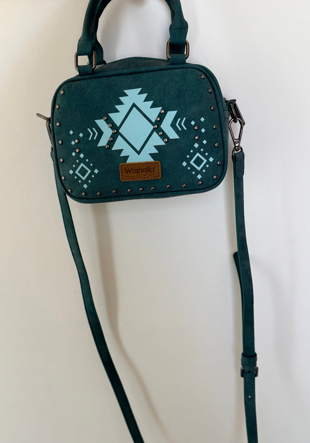 Turquoise Aztec Studded Crossbody Bag