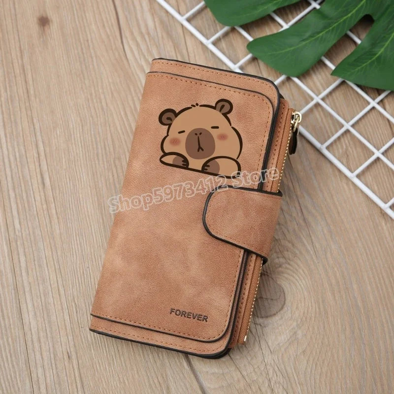 Capybara Women Wallet Leather Female Purse Coins Pocket Card Holder Large Capacity Money Bags Fashion Long Wallets Fashion Gifts