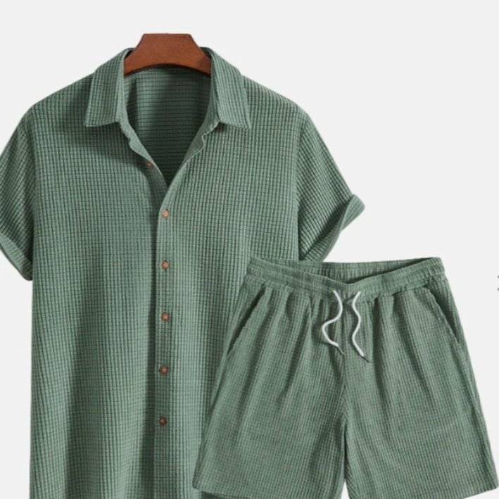 Men's Casual Short Sleeve Shirt and Shorts Set