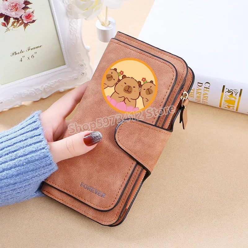 Capybara Women Wallet Leather Female Purse Coins Pocket Card Holder Large Capacity Money Bags Fashion Long Wallets Fashion Gifts