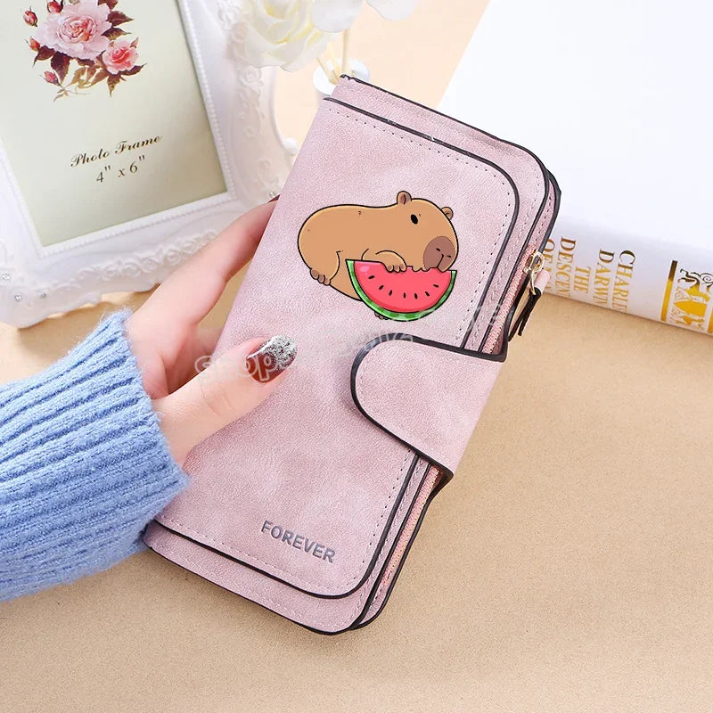 Capybara Women Wallet Leather Female Purse Coins Pocket Card Holder Large Capacity Money Bags Fashion Long Wallets Fashion Gifts