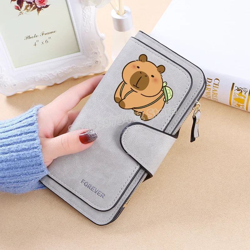 Capybara Women Wallet Leather Female Purse Coins Pocket Card Holder Large Capacity Money Bags Fashion Long Wallets Fashion Gifts