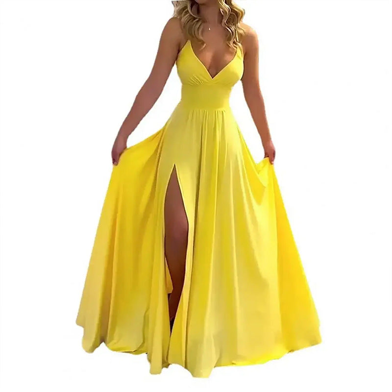 Elegant V-Neck Backless Long Dress