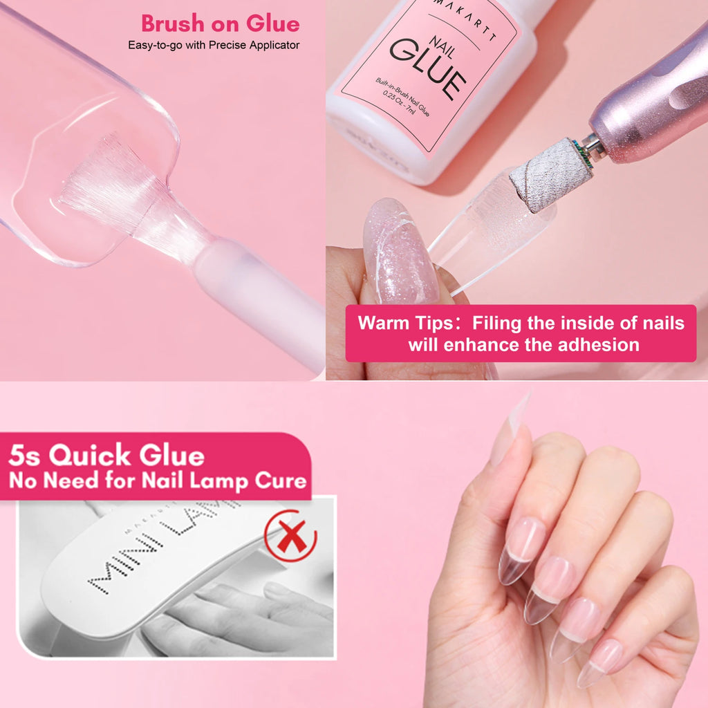 Makartt Super Strong Nail Glue for Press on Nails: Acrylic Nail Tips-Fake Nails-Salon Quality Brush On Quick Dry, Easy Applicate