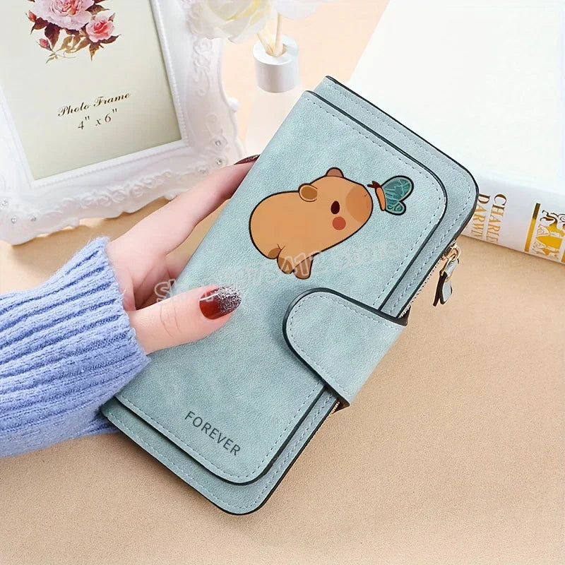 Capybara Women Wallet Leather Female Purse Coins Pocket Card Holder Large Capacity Money Bags Fashion Long Wallets Fashion Gifts