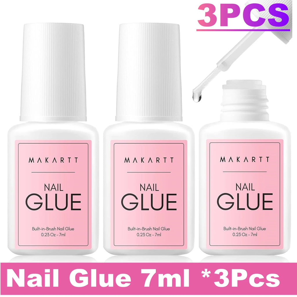 Makartt Super Strong Nail Glue for Press on Nails: Acrylic Nail Tips-Fake Nails-Salon Quality Brush On Quick Dry, Easy Applicate