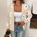 New Style Flower-Patterned Buttons Front-Opening Casual and Comfortable Cardigan