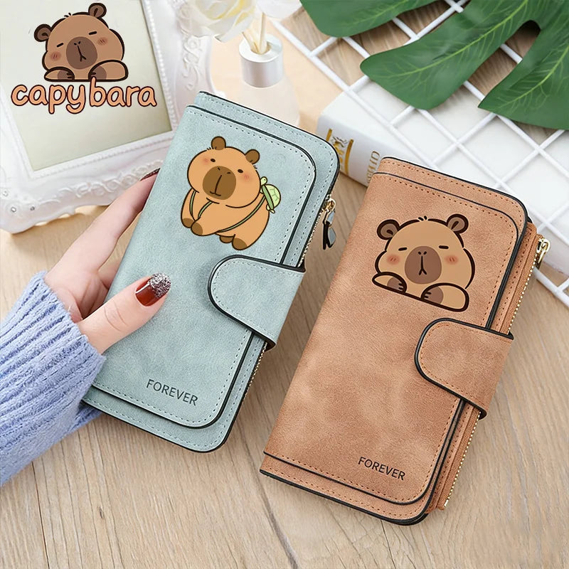 Capybara Women Wallet Leather Female Purse Coins Pocket Card Holder Large Capacity Money Bags Fashion Long Wallets Fashion Gifts
