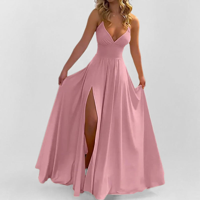 Elegant V-Neck Backless Long Dress