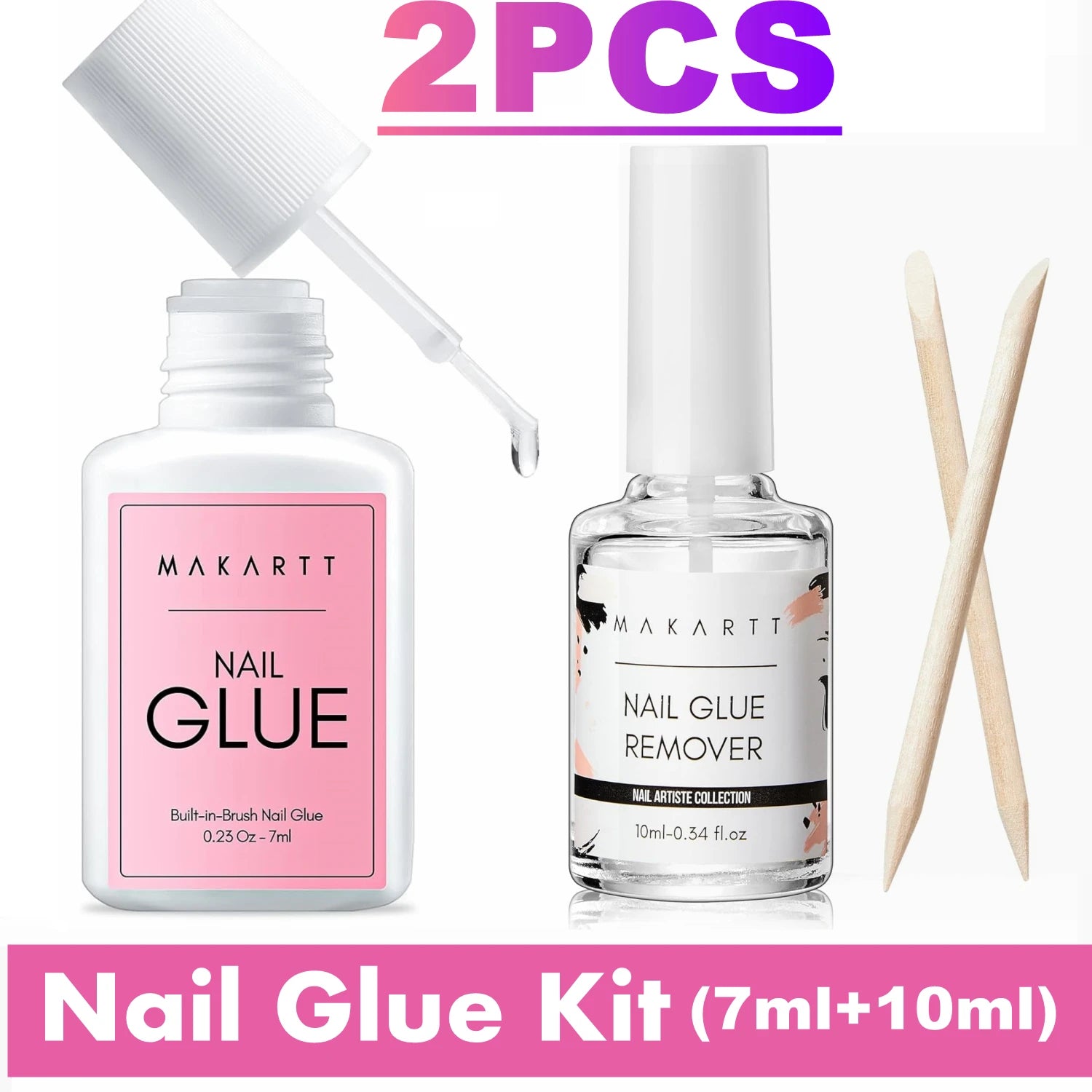 Makartt Super Strong Nail Glue for Press on Nails: Acrylic Nail Tips-Fake Nails-Salon Quality Brush On Quick Dry, Easy Applicate