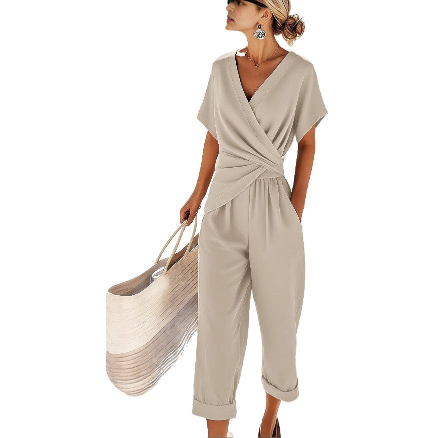 Solid-color irregular short-sleeve