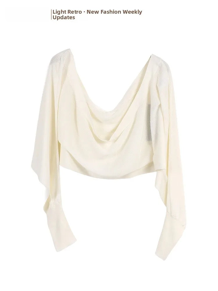 Elegant Loose Fit Shoulder Wrap Cardigan Summer New Fashion Simple Design High End Women's Sweater JYDQD Memory's Starting Point