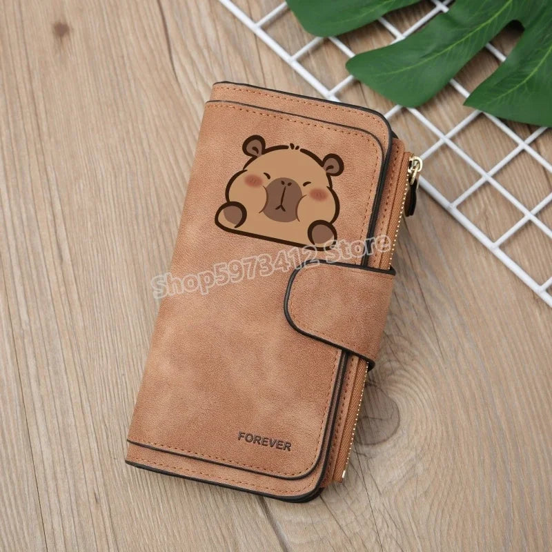 Capybara Women Wallet Leather Female Purse Coins Pocket Card Holder Large Capacity Money Bags Fashion Long Wallets Fashion Gifts