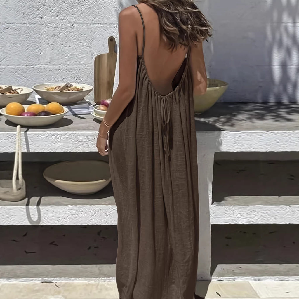Womens Backless Loose Dress