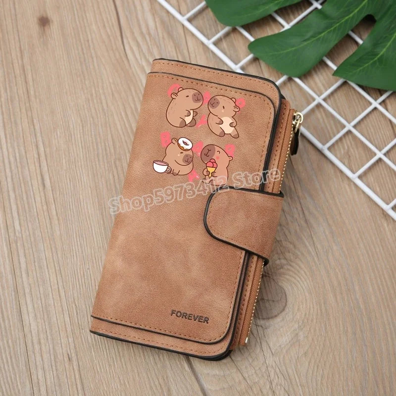 Capybara Women Wallet Leather Female Purse Coins Pocket Card Holder Large Capacity Money Bags Fashion Long Wallets Fashion Gifts