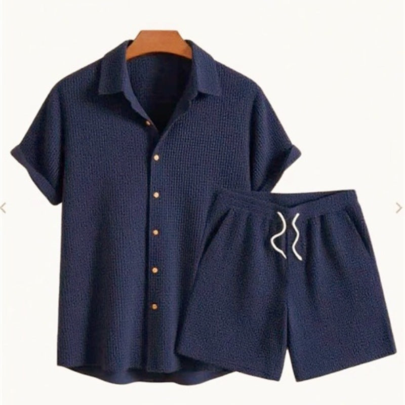 Men's Casual Short Sleeve Shirt and Shorts Set