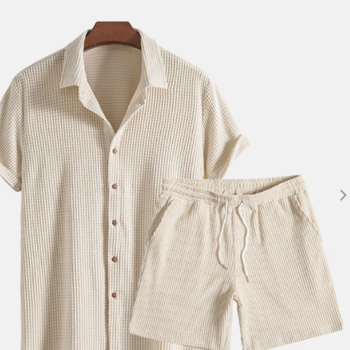 Men's Casual Short Sleeve Shirt and Shorts Set