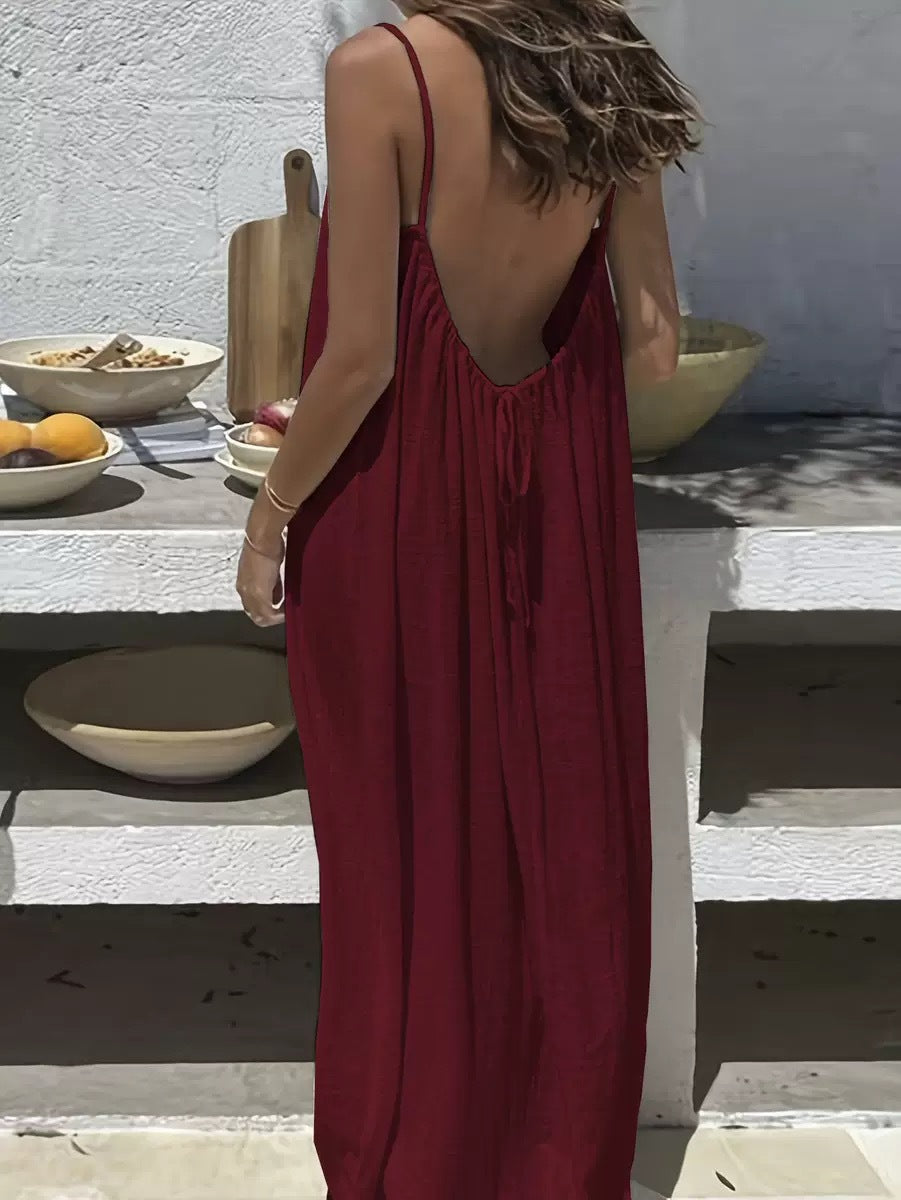 Womens Backless Loose Dress