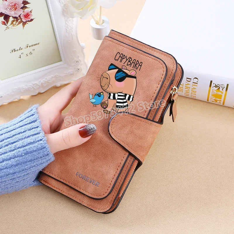 Capybara Women Wallet Leather Female Purse Coins Pocket Card Holder Large Capacity Money Bags Fashion Long Wallets Fashion Gifts