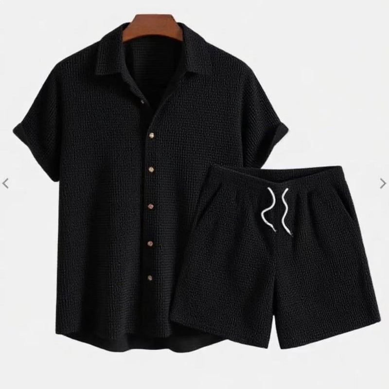 Men's Casual Short Sleeve Shirt and Shorts Set