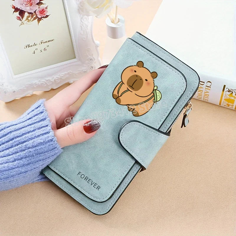 Capybara Women Wallet Leather Female Purse Coins Pocket Card Holder Large Capacity Money Bags Fashion Long Wallets Fashion Gifts