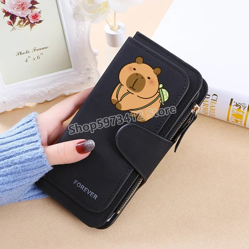 Capybara Women Wallet Leather Female Purse Coins Pocket Card Holder Large Capacity Money Bags Fashion Long Wallets Fashion Gifts