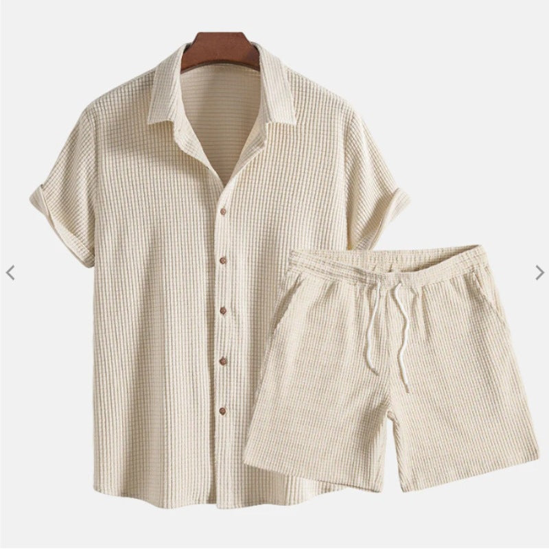 Men's Casual Short Sleeve Shirt and Shorts Set
