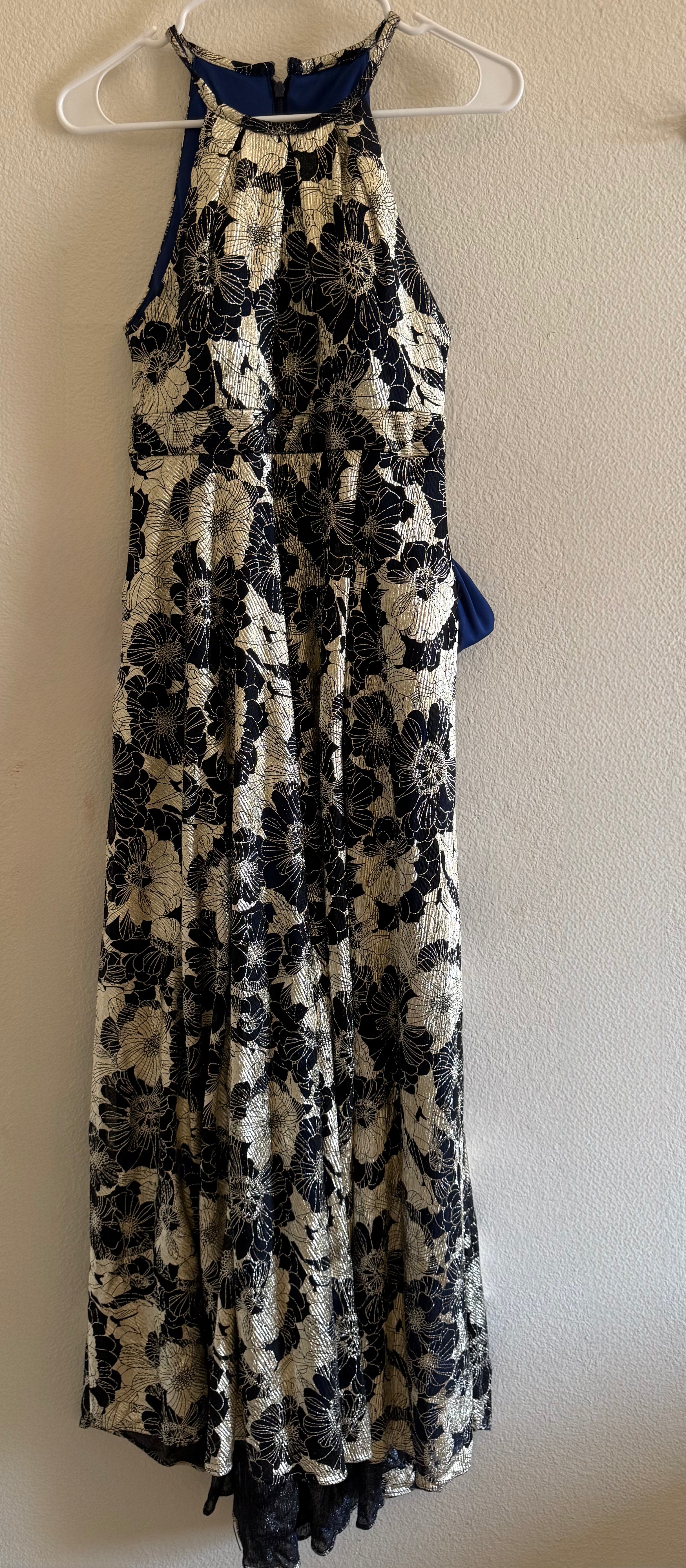 Elegant Betsy & Adam high-low halter dress