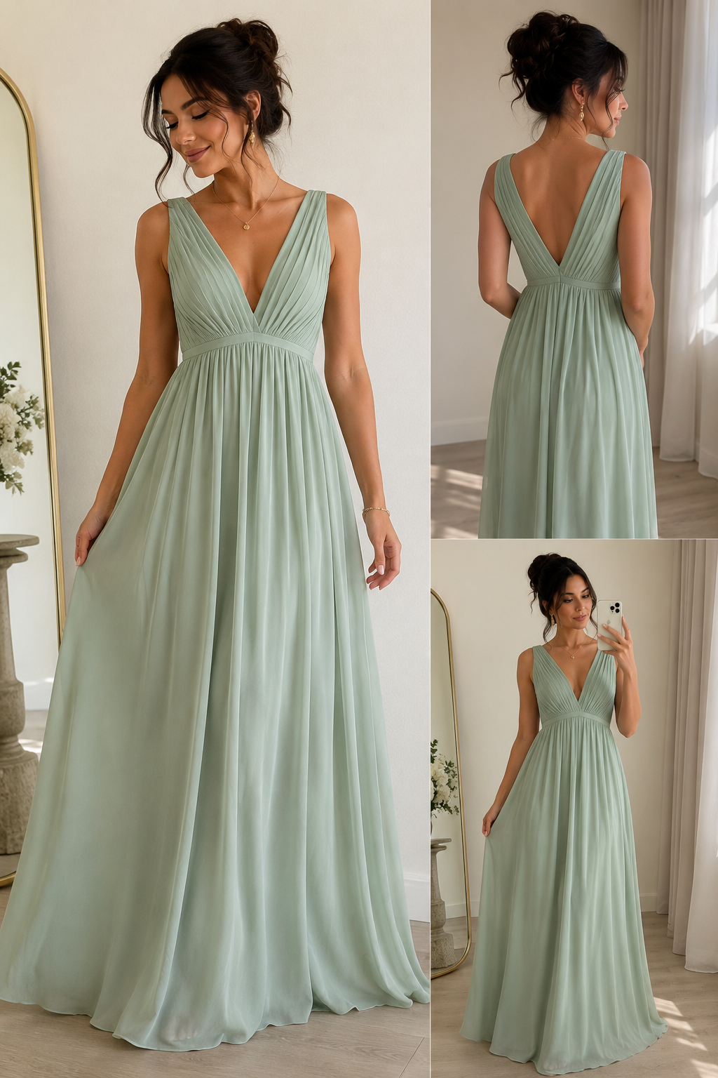 Sage Green Chiffon Maxi Dress