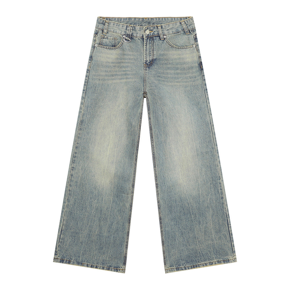 Loose Fit Washed Denim Jeans