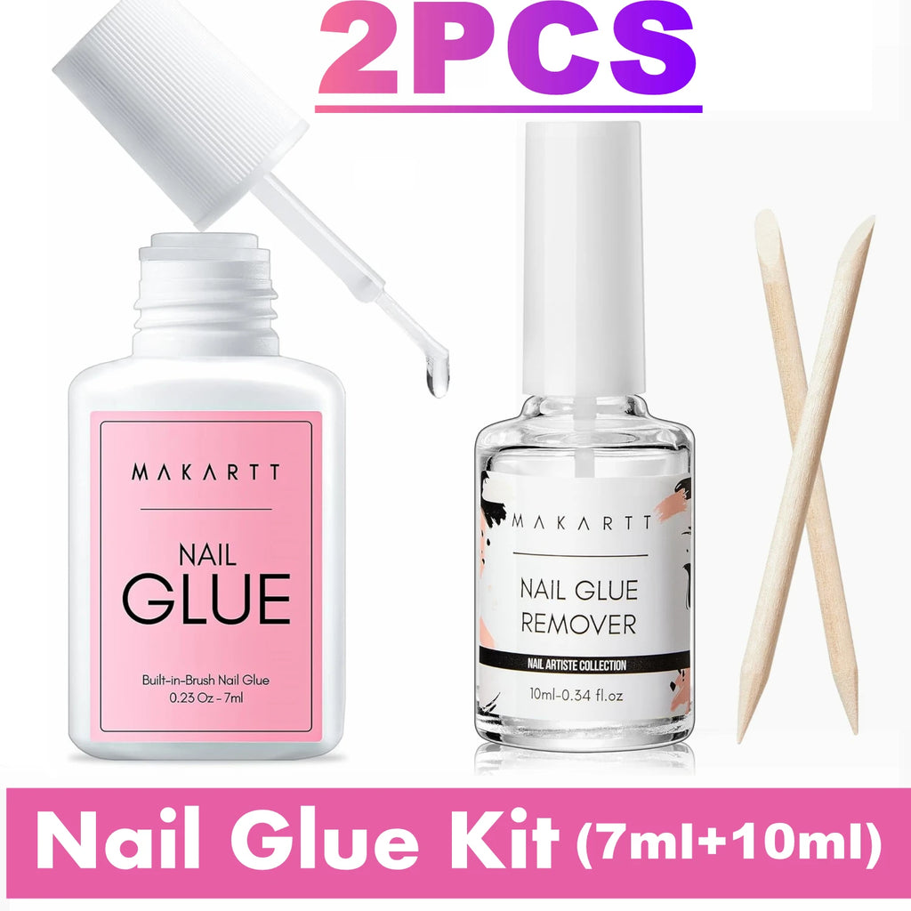 Makartt Super Strong Nail Glue for Press on Nails: Acrylic Nail Tips-Fake Nails-Salon Quality Brush On Quick Dry, Easy Applicate