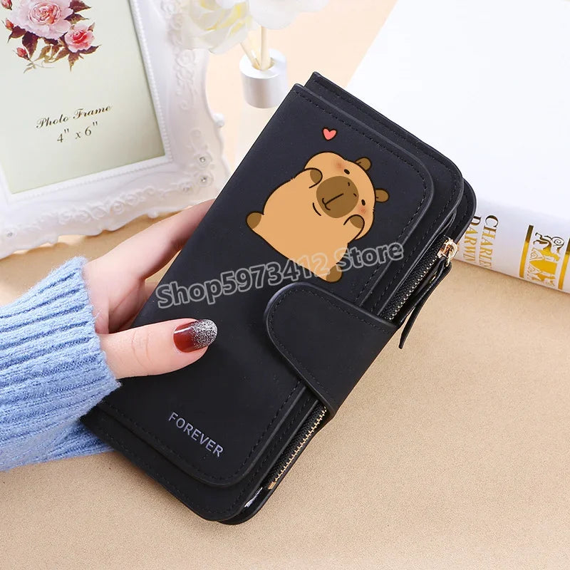 Capybara Women Wallet Leather Female Purse Coins Pocket Card Holder Large Capacity Money Bags Fashion Long Wallets Fashion Gifts