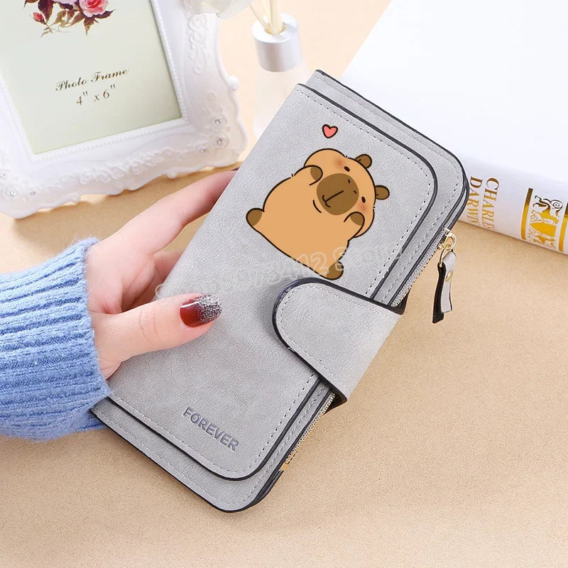 Capybara Women Wallet Leather Female Purse Coins Pocket Card Holder Large Capacity Money Bags Fashion Long Wallets Fashion Gifts