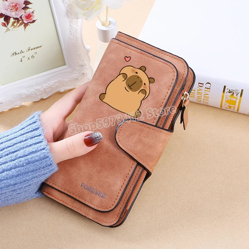 Capybara Women Wallet Leather Female Purse Coins Pocket Card Holder Large Capacity Money Bags Fashion Long Wallets Fashion Gifts
