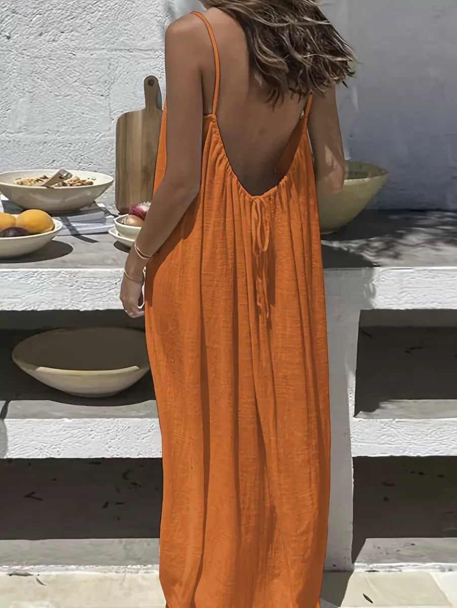 Womens Backless Loose Dress
