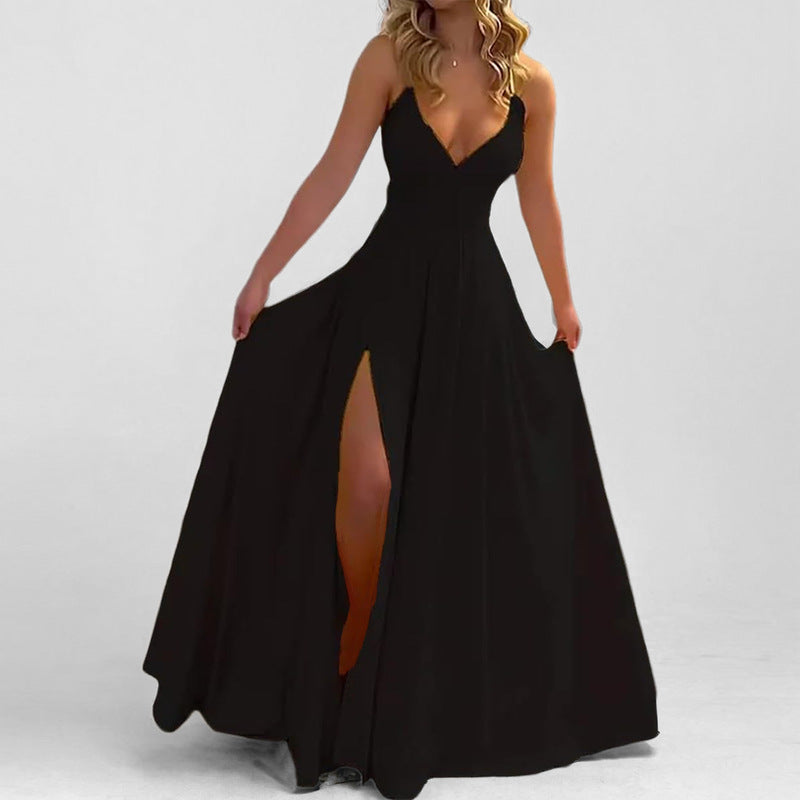 Elegant V-Neck Backless Long Dress
