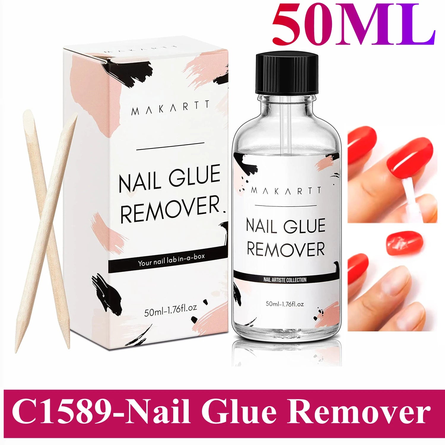 Makartt Super Strong Nail Glue for Press on Nails: Acrylic Nail Tips-Fake Nails-Salon Quality Brush On Quick Dry, Easy Applicate