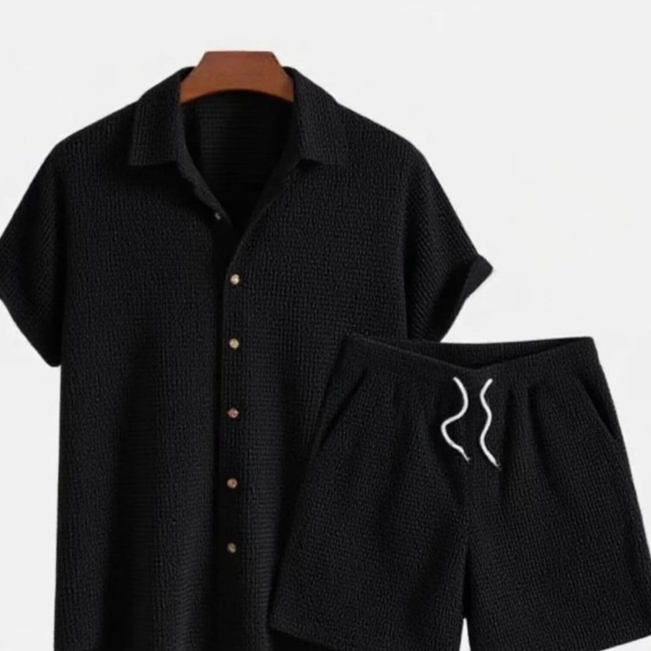 Men's Casual Short Sleeve Shirt and Shorts Set