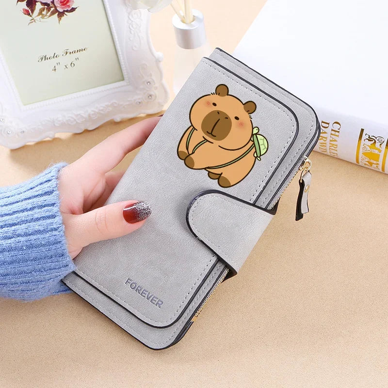 Capybara Women Wallet Leather Female Purse Coins Pocket Card Holder Large Capacity Money Bags Fashion Long Wallets Fashion Gifts